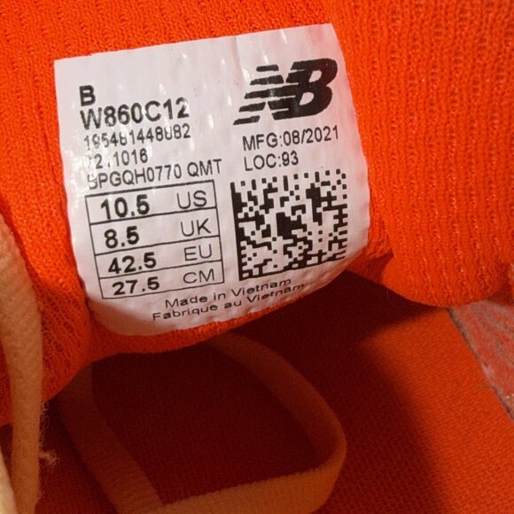 New Balance Women's Fresh Foam X 860 V12 Running Shoe Size 10.5 D Orange Gray - Picture 11 of 12